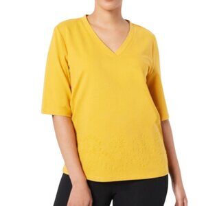 J Jason Wu French Terry Short Sleeve Sweatshirt top with Embroidery women’s 1X